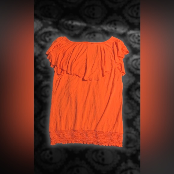 Vintage Y2K NWT small peachy/orange flowy top with scrunch bottom brand N.W.D! - Picture 2 of 3